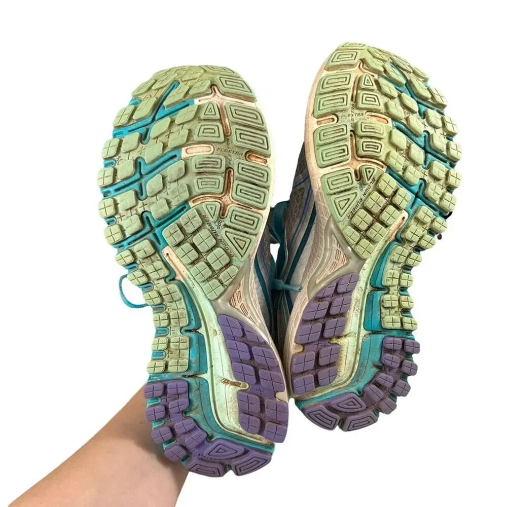 Brooks Adrenaline GTS 18 Blue + Silver Running Shoes Size Woman's 6.5
